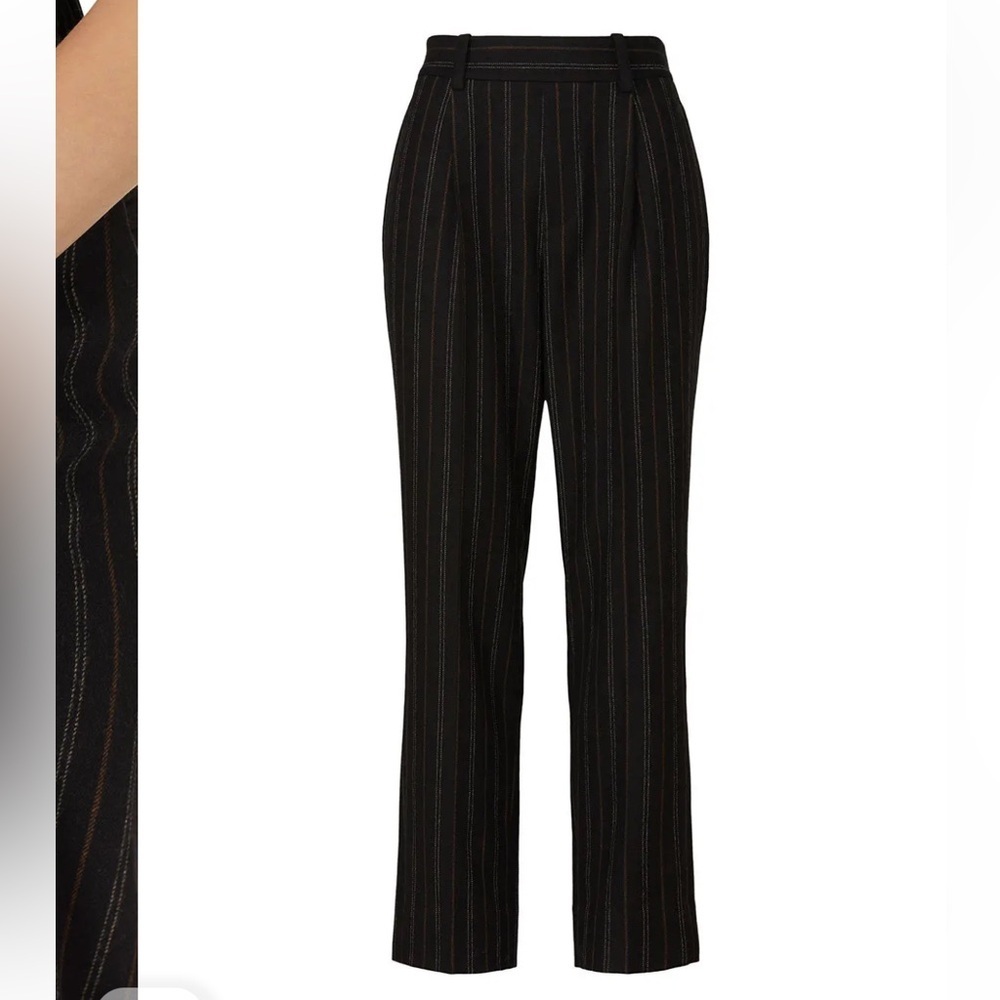 Vince Black & Brown Pinstripe Wool Blend Pull On Trouser - Picture 5 of 8
